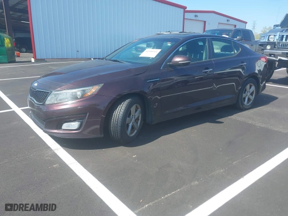 2014 Kia Optima LX with VIN 5XXGM4A77EG310738, listed as a IAAI auction lot 41990314 with 1 mi miles. Bid and sale history available at carsss.com. Image 2.