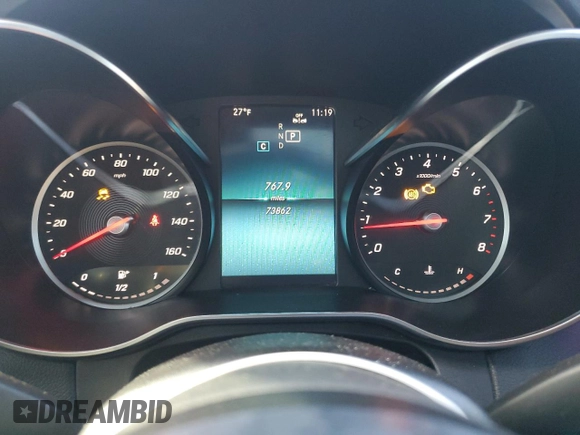 2019 Mercedes-Benz C 300 with VIN WDDWJ8EB2KF814754, listed as a Copart auction lot 42296685 with 73,862 mi miles and Salvage title. Bid and sale history available at DreamBid. Image 9.