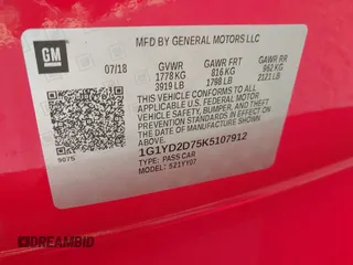 2019 Chevrolet Corvette 2LT with VIN 1G1YD2D75K5107912, listed as a IAAI auction lot 41334011 with 49,070 mi miles. Bid and sale history available at carsss.com. Image 9.