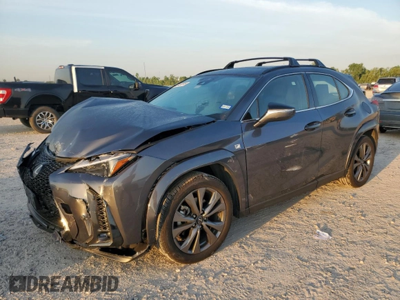 2023 Lexus UX 250h F Sport with VIN JTHR6JBH5P2151069, listed as a Copart auction lot 58382515 with 23,114 mi miles and Salvage title. Bid and sale history available at DreamBid. Image 1.