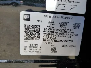 2024 Cadillac XT6 Premium Luxury with VIN 1GYKPFRSXRZ753789, listed as a Copart auction lot 60132945 with Not provided miles and Salvage title. Bid and sale history available at DreamBid. Image 14.