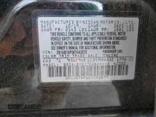 2019 Nissan Sentra SV with VIN 3N1AB7AP6KY443879, listed as a Copart auction lot 53153215 with 76,172 mi miles and Salvage Title. Bid and sale history available at carsss.com. Image 13.
