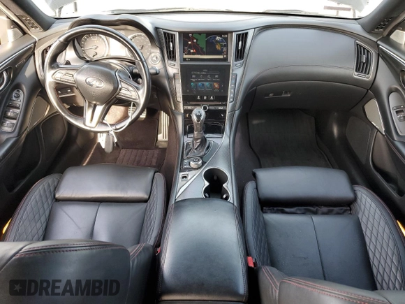 2021 Infiniti Q50 Red Sport 400 with VIN JN1FV7DP8MM850388, listed as a Copart auction lot 86922294 with 50,220 mi miles and Salvage Title. Bid and sale history available at DreamBid. Image 8.