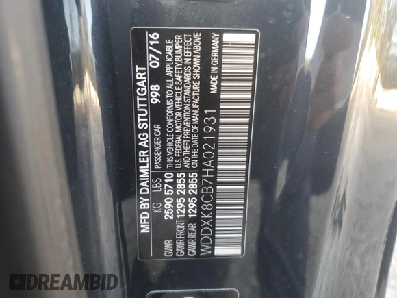 2017 Mercedes-Benz S 550 with VIN WDDXK8CB7HA021931, listed as a Copart auction lot 79765014 with Not Provided miles and Salvage Title. Bid and sale history available at DreamBid. Image 13.