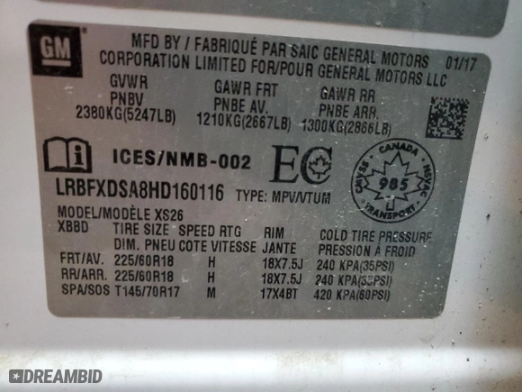 2017 Buick Envision Essence with VIN LRBFXDSA8HD160116, listed as a Copart auction lot 71045884 with 228,985 mi miles and Clean Title. Bid and sale history available at carsss.com. Image 13.