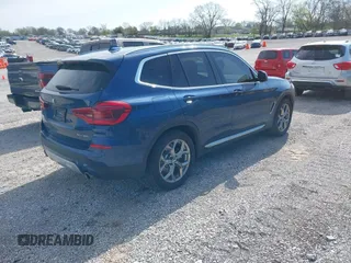 2020 BMW X3 xDrive30i with VIN 5UXTY5C02L9D58605, listed as a IAAI auction lot 41939854 with 22,361 mi miles and . Bid and sale history available at DreamBid. Image 4.