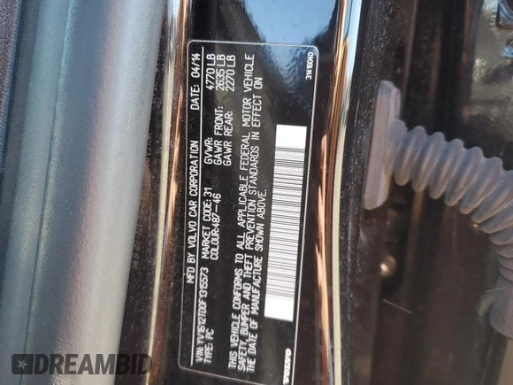 2015 Volvo S60 T5 Platinum with VIN YV1612TD0F1315573, listed as a Copart auction lot 79849824 with 83,623 mi miles and Salvage Title. Bid and sale history available at carsss.com. Image 14.
