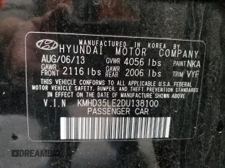 2013 Hyundai Elantra GT with VIN KMHD35LE2DU138100, listed as a Copart auction lot 55961344 with 79,144 mi miles and Salvage Title. Bid and sale history available at carsss.com. Image 14.