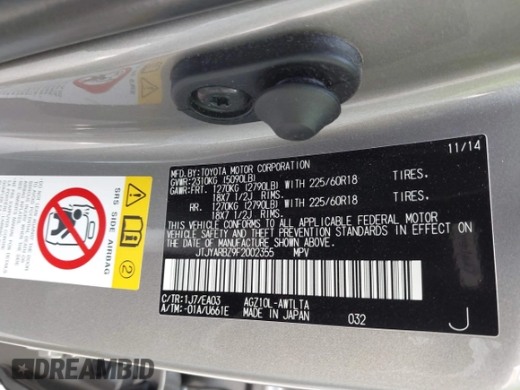 2015 Lexus NX 200t with VIN JTJYARBZ9F2002355, listed as a IAAI auction lot 42234175 with 72,547 mi miles and . Bid and sale history available at DreamBid. Image 9.