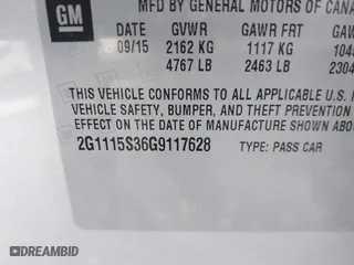 2016 Chevrolet Impala LT with VIN 2G1115S36G9117628, listed as a IAAI auction lot 41260452 with 135,105 mi miles. Bid and sale history available at carsss.com. Image 9.