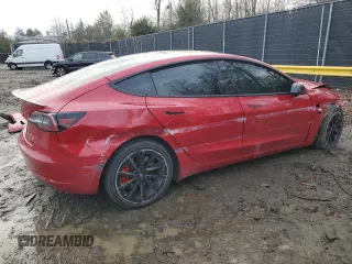 2022 Tesla Model 3 with VIN 5YJ3E1EAXNF187262, listed as a Copart auction lot 86545314 with 85,718 mi miles and Salvage Title. Bid and sale history available at DreamBid. Image 3.