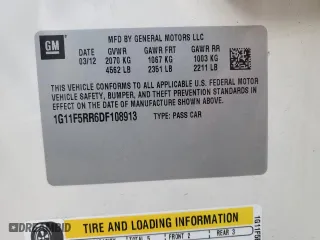 2013 Chevrolet Malibu ECO with VIN 1G11F5RR6DF108913, listed as a Copart auction lot 44760115 with 155,066 mi miles and Salvage Title. Bid and sale history available at carsss.com. Image 12.