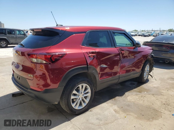 2023 Chevrolet TrailBlazer LS with VIN KL79MMS23PB166252, listed as a Copart auction lot 52038215 with 25,551 mi miles and Salvage Title. Bid and sale history available at DreamBid. Image 3.