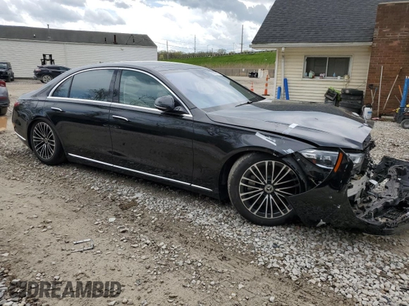 2022 Mercedes-Benz S 500 with VIN W1K6G6DB0NA088382, listed as a Copart auction lot 55065765 with 19,866 mi miles and Salvage Title. Bid and sale history available at DreamBid. Image 4.