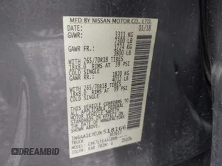 2018 Nissan Titan SV z VIN 1N6AA1EJ0JN518166, wystawiony jako IAAI lot #42124998 z przebiegiem 99 443 mil mil oraz . Historia ofert i sprzedaży dostępna na DreamBid. Obrazek 9.