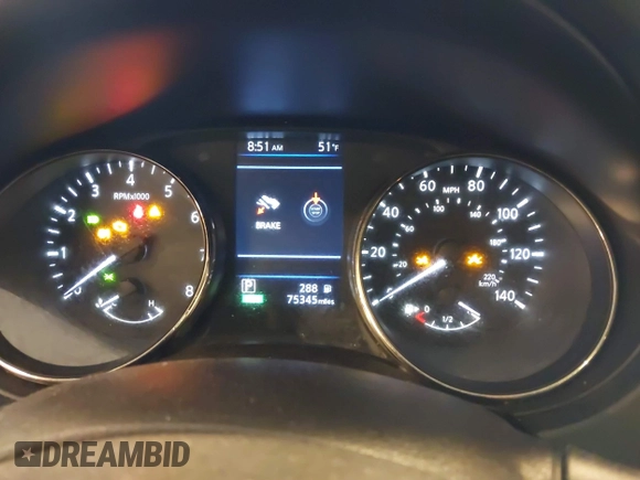 2019 Nissan Rogue SV with VIN JN8AT2MV0KW385450, listed as a IAAI auction lot 41724976 with 75,345 mi miles. Bid and sale history available at carsss.com. Image 7.
