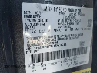 2017 Ford Expedition XLT с VIN 1FMJU1HT8HEA63242, выставлен на аукционе IAAI как лот 41765063 с пробегом 104 370 миль миль и . История ставок и продаж доступна на DreamBid. Изображение 9.
