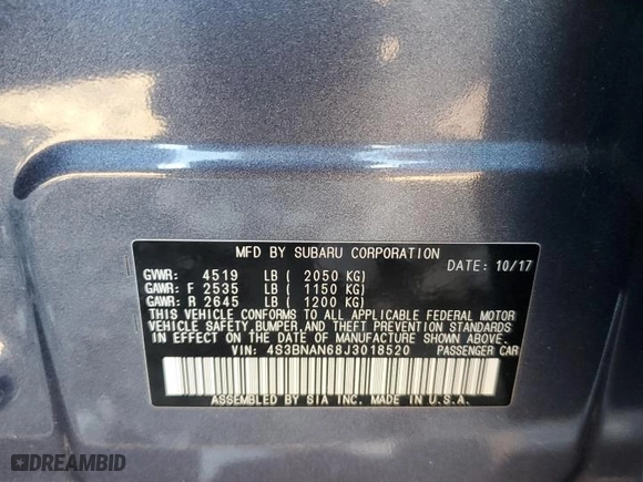 2018 Subaru Legacy Limited with VIN 4S3BNAN68J3018520, listed as a Copart auction lot 83836394 with 43,252 mi miles and Salvage Title. Bid and sale history available at carsss.com. Image 12.