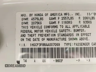 2010 Honda Accord EX-L with VIN 1HGCP3F88AA007069, listed as a IAAI auction lot 41971260 with Not Provided miles and . Bid and sale history available at DreamBid. Image 9.