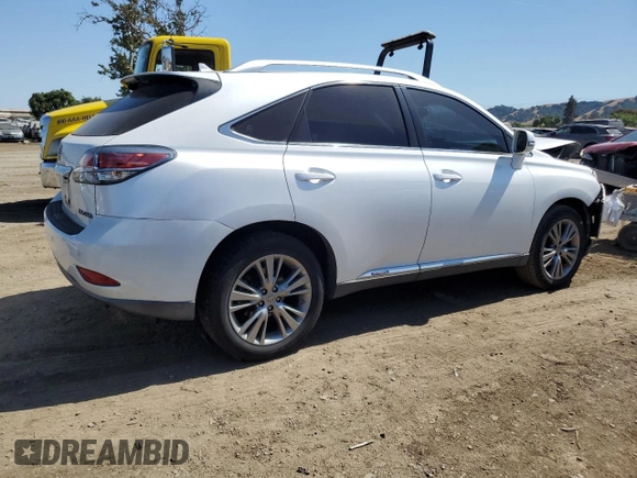 2013 Lexus RX 450h with VIN JTJBC1BA7D2437948, listed as a Copart auction lot 59039505 with 109,922 mi miles and Salvage title. Bid and sale history available at DreamBid. Image 3.