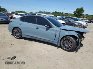 2022 Infiniti Q50 Red Sport 400 with VIN JN1FV7DR4NM390178, listed as a Copart auction lot 69999424 with 27,794 mi miles and Salvage title. Bid and sale history available at DreamBid. Image 4.