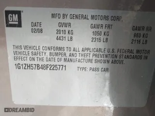 2008 Chevrolet Malibu LT w/1LT with VIN 1G1ZH57B48F225771, listed as a IAAI auction lot 41880804 with 174,755 mi miles. Bid and sale history available at carsss.com. Image 9.