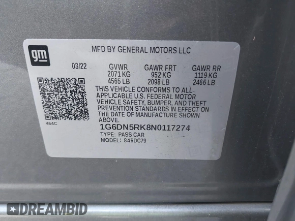 2022 Cadillac CT5 Premium Luxury z VIN 1G6DN5RK8N0117274, wystawiony jako IAAI lot #40798383 z przebiegiem 28 848 mil mil oraz . Historia ofert i sprzedaży dostępna na DreamBid. Obrazek 9.