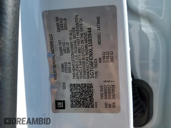 2020 GMC Canyon 4WD All Terrain w/Cloth with VIN 1GTG6FENXL1183944, listed as a Copart auction lot 53012444 with 70,915 mi miles and Salvage Title. Bid and sale history available at carsss.com. Image 13.