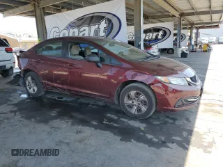 2013 Honda Civic LX with VIN 19XFB2F5XDE289467, listed as a Copart auction lot 54397985 with 201,369 mi miles and Salvage Title. Bid and sale history available at DreamBid. Image 4.