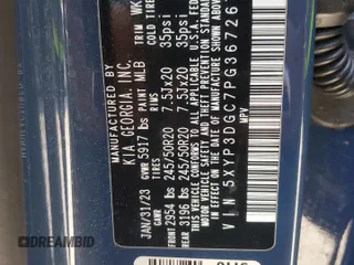 2023 Kia Telluride EX X-Line with VIN 5XYP3DGC7PG367267, listed as a Copart auction lot 59660465 with 33,747 mi miles and Salvage title. Bid and sale history available at DreamBid. Image 14.