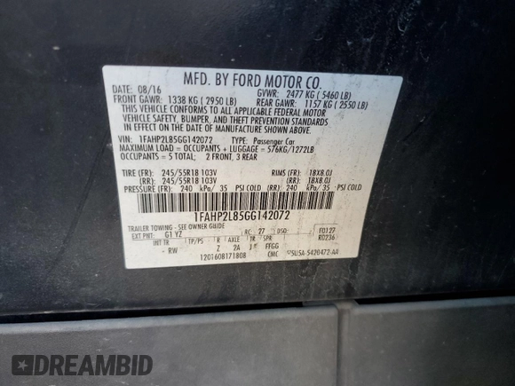 2016 Ford Police Interceptor with VIN 1FAHP2L85GG142072, listed as a Copart auction lot 78262714 with 128,514 mi miles and Salvage title. Bid and sale history available at DreamBid. Image 12.