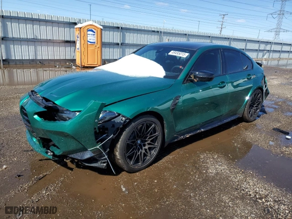 2025 BMW M3 Competition xDrive with VIN WBS33HJ0XSFT91930, listed as a Copart auction lot 49495015 with 285 mi miles and Salvage Title. Bid and sale history available at carsss.com. Image 1.