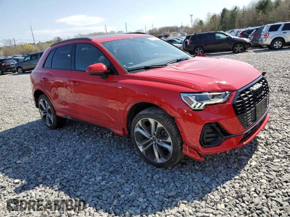 2022 Audi Q3 S line Premium Plus with VIN WA1EECF30N1031576, listed as a Copart auction lot 53605145 with 30,871 mi miles and Salvage title. Bid and sale history available at DreamBid. Image 4.