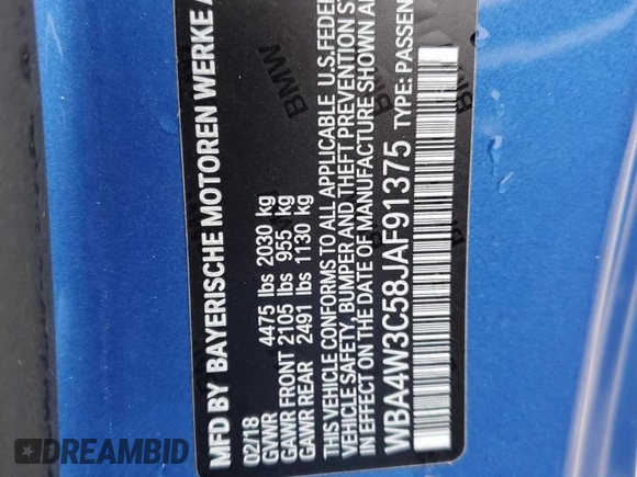 2018 BMW 4 Series 430i with VIN WBA4W3C58JAF91375, listed as a Copart auction lot 44459075 with 40,968 mi miles and Salvage Title. Bid and sale history available at DreamBid. Image 12.