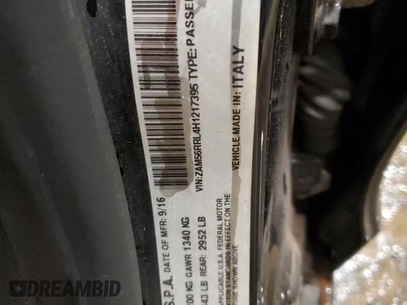 2017 Maserati Quattroporte z VIN ZAM56RRL4H1217395, wystawiony jako Copart lot #83762004 z przebiegiem 41 409 mil mil oraz Szkoda całkowita • Salvage title. Historia ofert i sprzedaży dostępna na DreamBid. Obrazek 12.