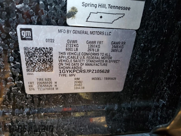 2023 Cadillac XT6 FWD Premium Luxury z VIN 1GYKPCRS7PZ105628, wystawiony jako Copart lot #84841124 z przebiegiem Nie podano mil oraz Szkoda całkowita • Salvage title. Historia ofert i sprzedaży dostępna na DreamBid. Obrazek 13.