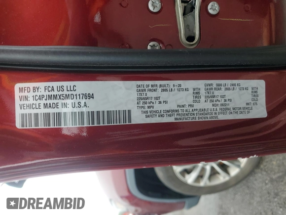 2021 Jeep Cherokee Latitude Lux with VIN 1C4PJMMX5MD117694, listed as a Copart auction lot 61139005 with 107,865 mi miles and Clean title. Bid and sale history available at DreamBid. Image 12.