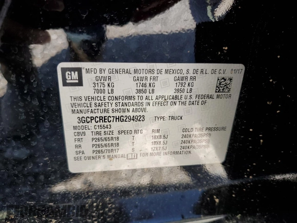 2017 Chevrolet Silverado 1500 LT with VIN 3GCPCREC7HG294923, listed as a Copart auction lot 52110765 with 145,599 mi miles and Clean Title. Bid and sale history available at DreamBid. Image 12.
