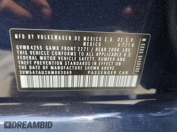 2017 Volkswagen Golf GTI Autobahn with VIN 3VW547AU2HM003069, listed as a Copart auction lot 57317524 with 91,456 mi miles and Salvage Title. Bid and sale history available at carsss.com. Image 14.