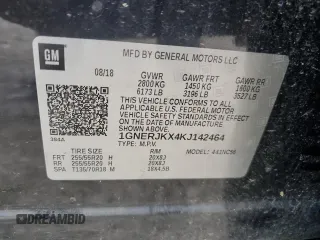 2019 Chevrolet Traverse RS with VIN 1GNERJKX4KJ142464, listed as a Copart auction lot 64090194 with 105,610 mi miles and Salvage Title. Bid and sale history available at carsss.com. Image 13.