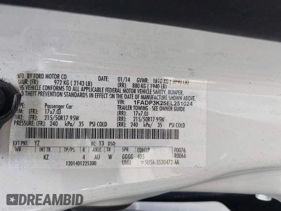2014 Ford Focus SE with VIN 1FADP3K25EL251024, listed as a IAAI auction lot 42123157 with 74,311 mi miles and . Bid and sale history available at carsss.com. Image 9.