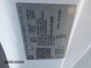 2020 Chevrolet Silverado 1500 Work Truck with VIN 3GCNWAEH9LG214560, listed as a Copart auction lot 86404664 with 122,475 mi miles and Salvage Title. Bid and sale history available at DreamBid. Image 12.