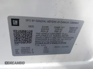 2021 Chevrolet Equinox LT z VIN 2GNAXUEVXM6103006, wystawiony jako IAAI lot #41931128 z przebiegiem 95 390 mil mil oraz . Historia ofert i sprzedaży dostępna na DreamBid. Obrazek 9.