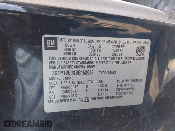 2011 GMC Sierra 1500 SLE z VIN 3GTP1VE0XBG153923, wystawiony jako IAAI lot #41974750 z przebiegiem 218 756 mil mil oraz . Historia ofert i sprzedaży dostępna na DreamBid. Obrazek 9.