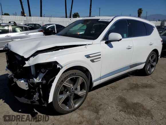 2025 Genesis GV80 Prestige with VIN KMUHEESC1SU250011, listed as a Copart auction lot 46520165 with 2,455 mi miles and Salvage Title. Bid and sale history available at DreamBid. Image 1.