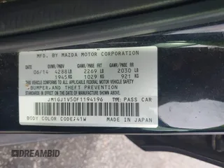 2015 Mazda 6 i Touring with VIN JM1GJ1V50F1194196, listed as a IAAI auction lot 42053615 with 173,724 mi miles. Bid and sale history available at carsss.com. Image 9.