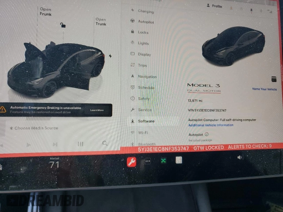 2022 Tesla Model 3 Performance with VIN 5YJ3E1EC8NF353747, listed as a Copart auction lot 45716805 with 13,971 mi miles and Salvage Title. Bid and sale history available at DreamBid. Image 9.