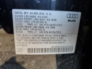 2013 Audi Q7 3.0T S line Prestige with VIN WA1DGAFE6DD010255, listed as a Copart auction lot 70228784 with 127,059 mi miles and Salvage Title. Bid and sale history available at carsss.com. Image 15.