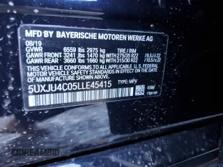 2020 BMW X5 M50i with VIN 5UXJU4C05LLE45415, listed as a Copart auction lot 80190304 with Not Provided miles and Salvage Title. Bid and sale history available at DreamBid. Image 14.
