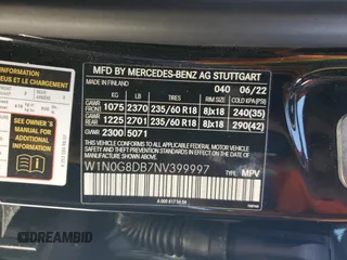 2022 Mercedes-Benz GLC 300 with VIN W1N0G8DB7NV399997, listed as a Copart auction lot 60511735 with 12,563 mi miles and Salvage title. Bid and sale history available at DreamBid. Image 14.